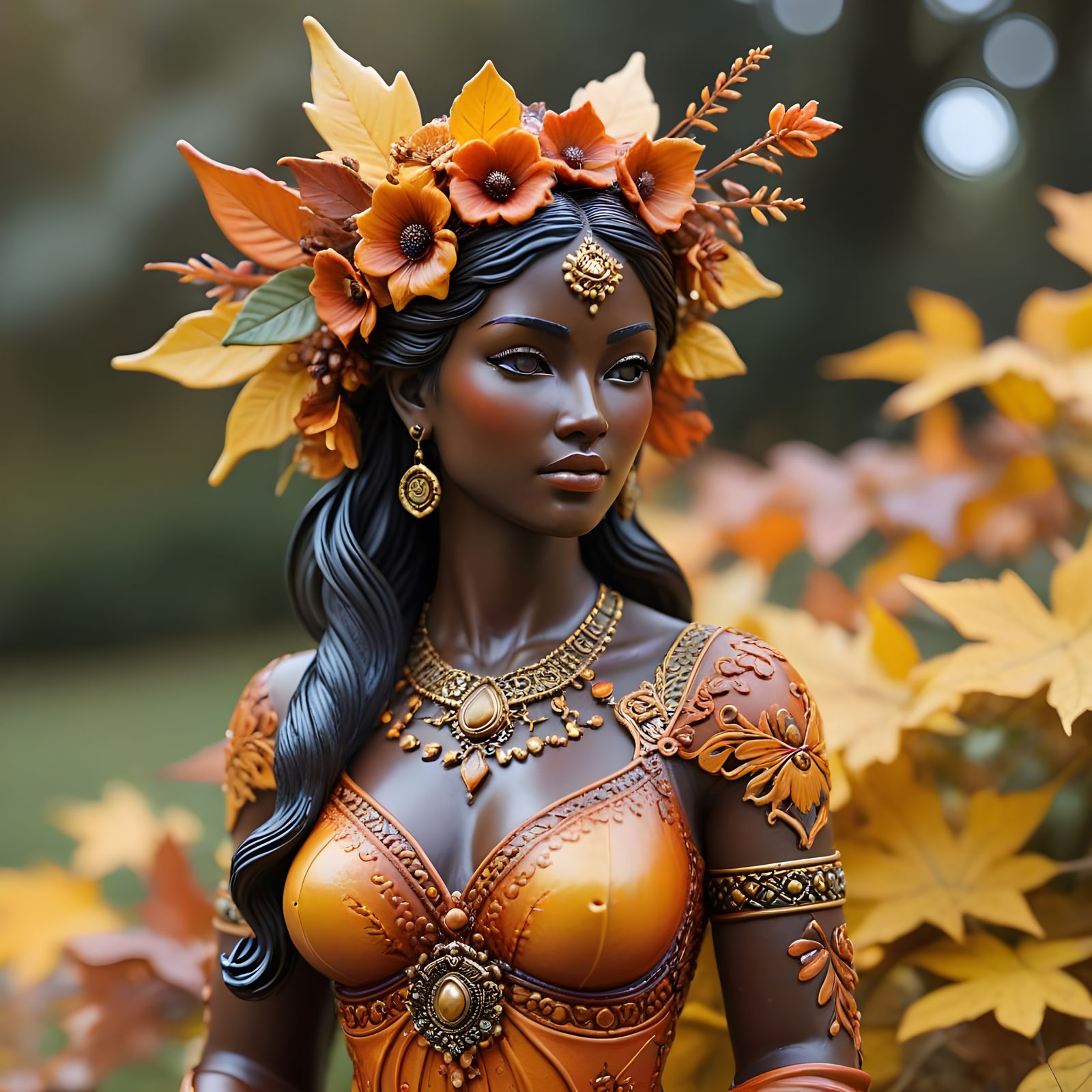Multicultural Autumnal Goddess in Resin Cast