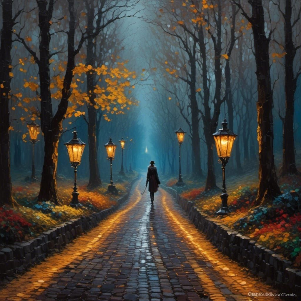 Autumnal Figure in Neo-Expressionist Impasto Painting