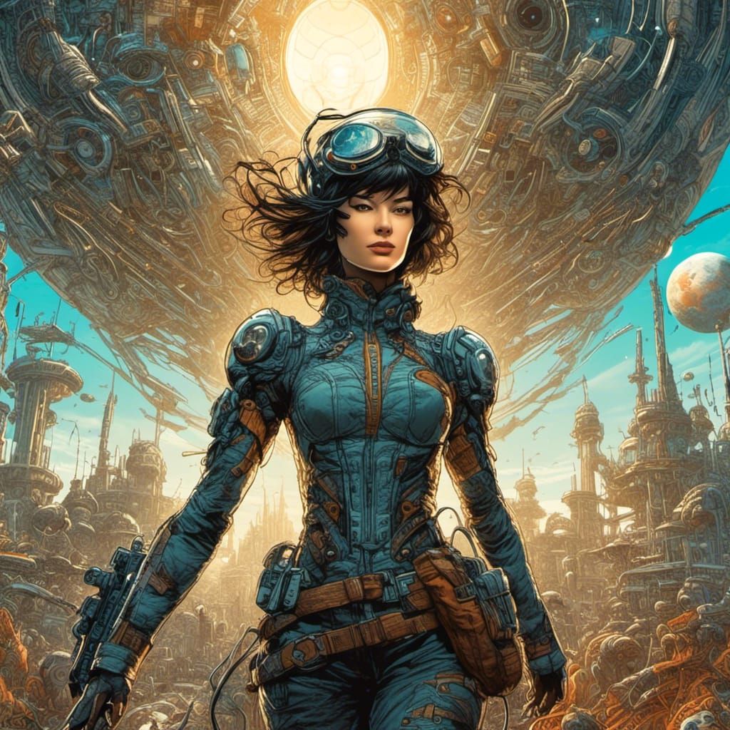 Woman's Portrait on Fantasy Planet in Comic Style