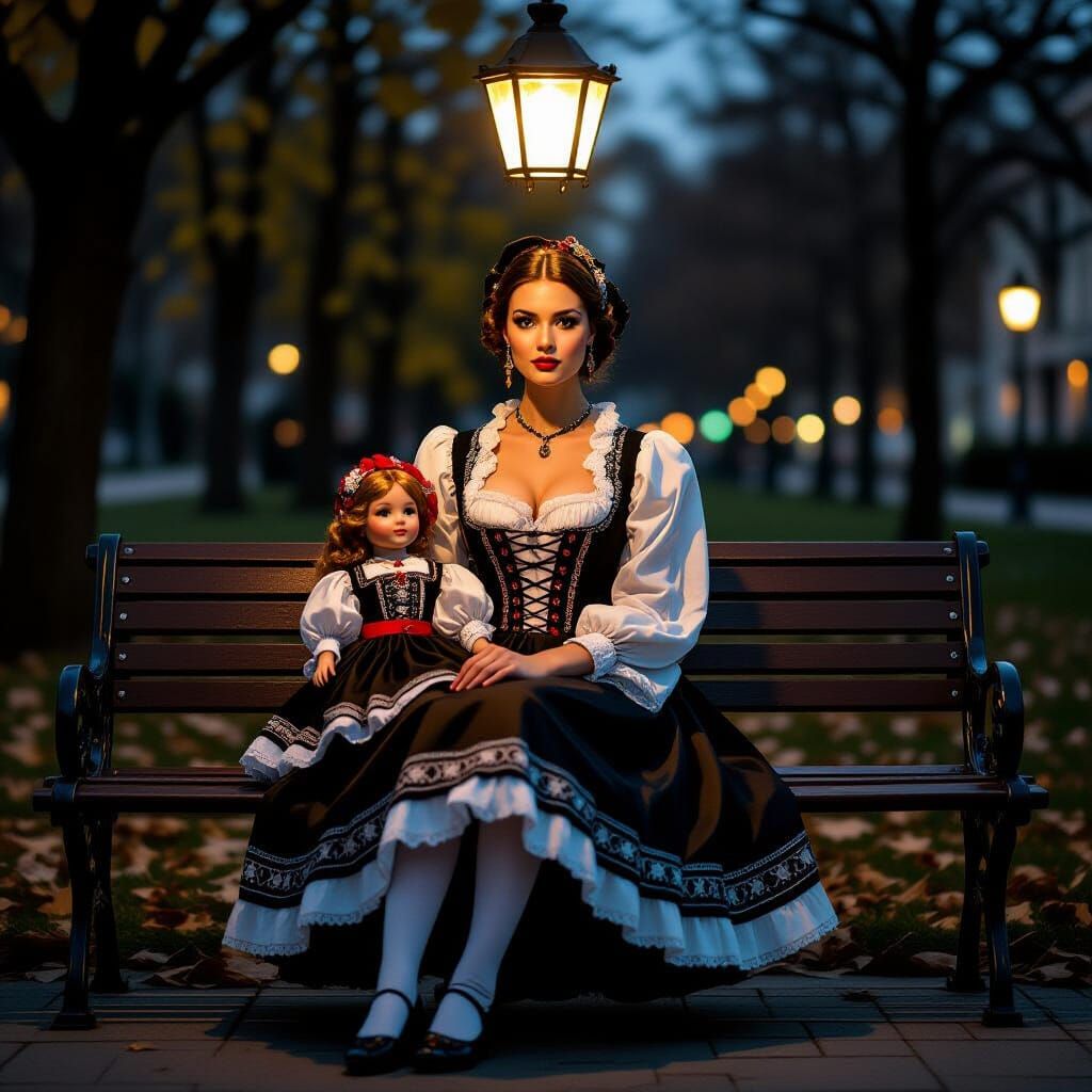 Woman with doll