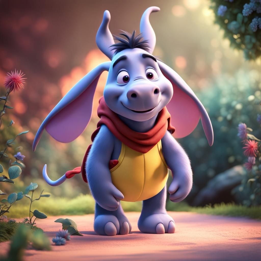 Eeyore Dragon Fairy: Pixar-Style 3D Digital Art
