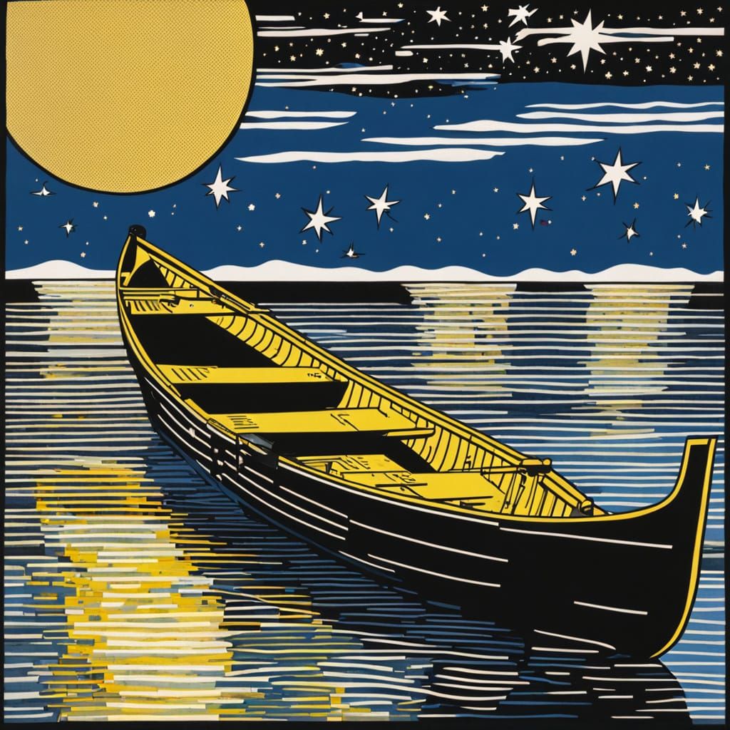 Gigantic Ferryman in a Starry Night Lichtenstein-Inspired Sc...