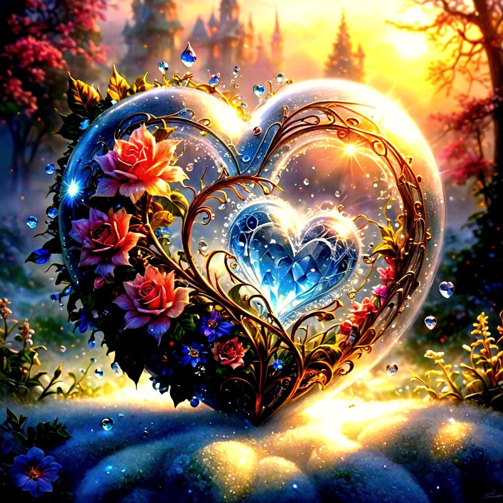 Ethereal Crystal Heart in Hyperdetailed Fantasy Style