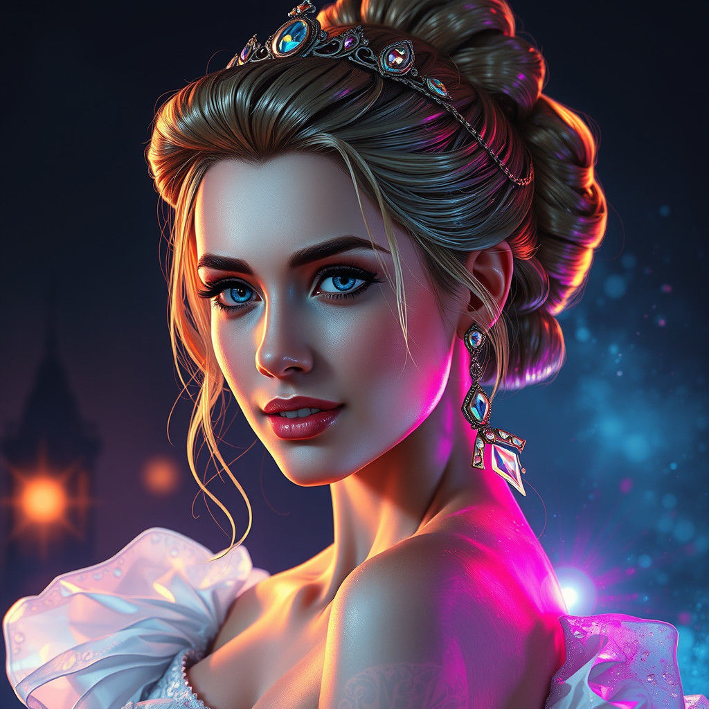 Cinderella Portrait in Hyperdetailed Digital Art Style