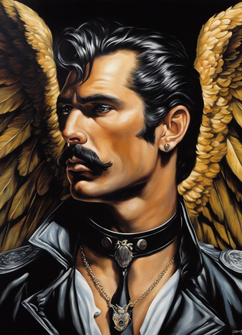 Emo Gothic Angel Man in Acrylic Painting Style