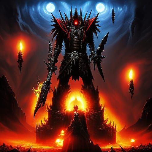 Demon Skull Underworld in Album Cover Art Style