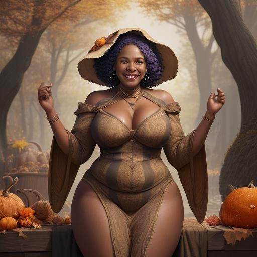 Autumn Goddess with Knowing Smile in Detailed Matte Painting