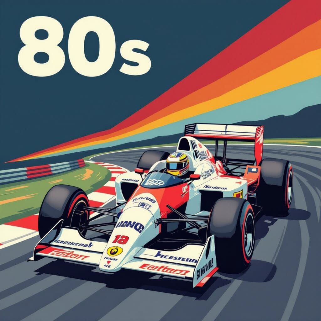 80s retro f1 car poster