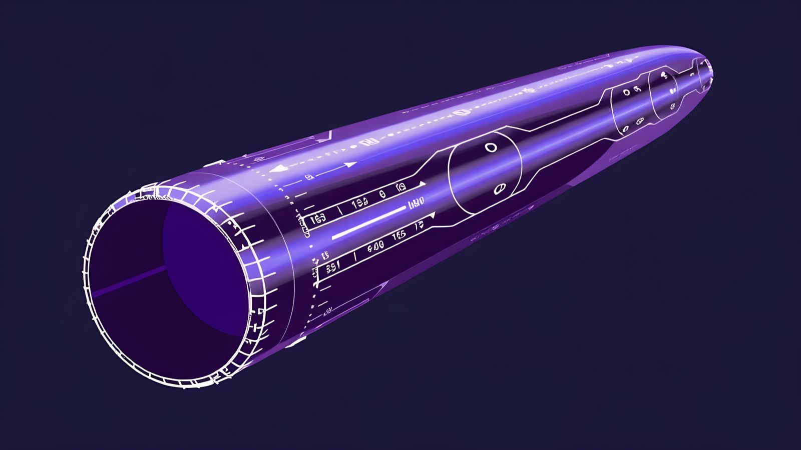 Sleek Reflective Cylinder with Interstellar Symbolism