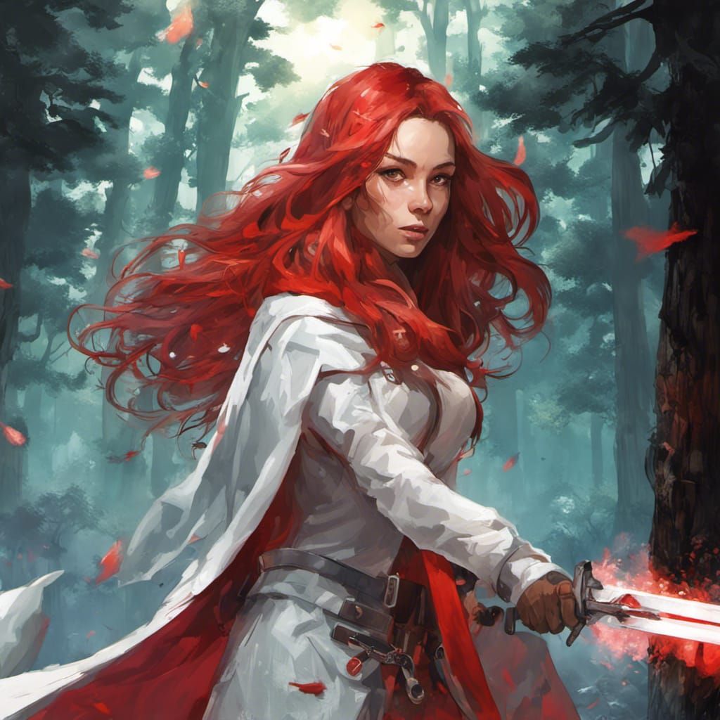 Red-Haired Woman with Energy Sword Portrait