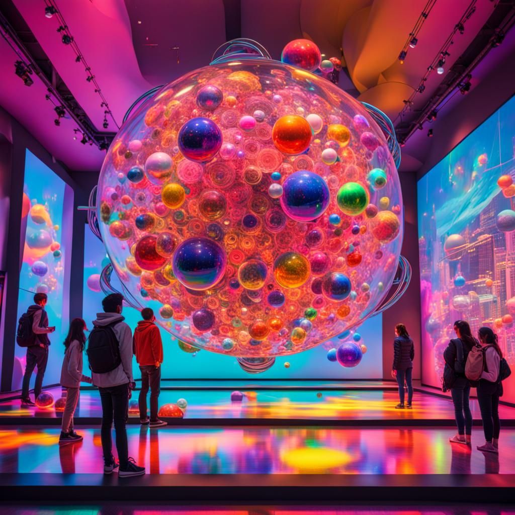 Giant Atom Art Display in Sci-Fi Style