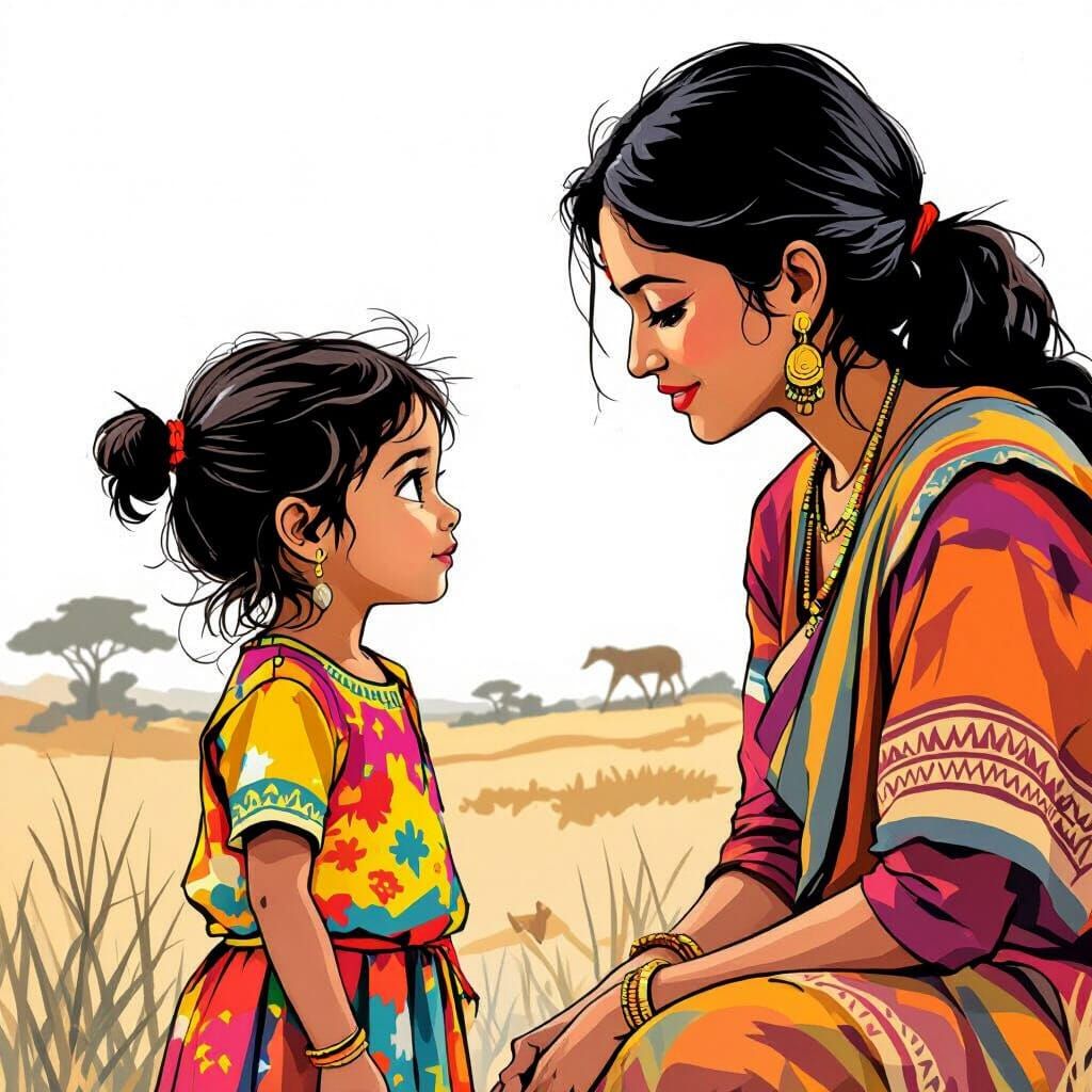 Girl Asks Teacher in African Safari Sketch