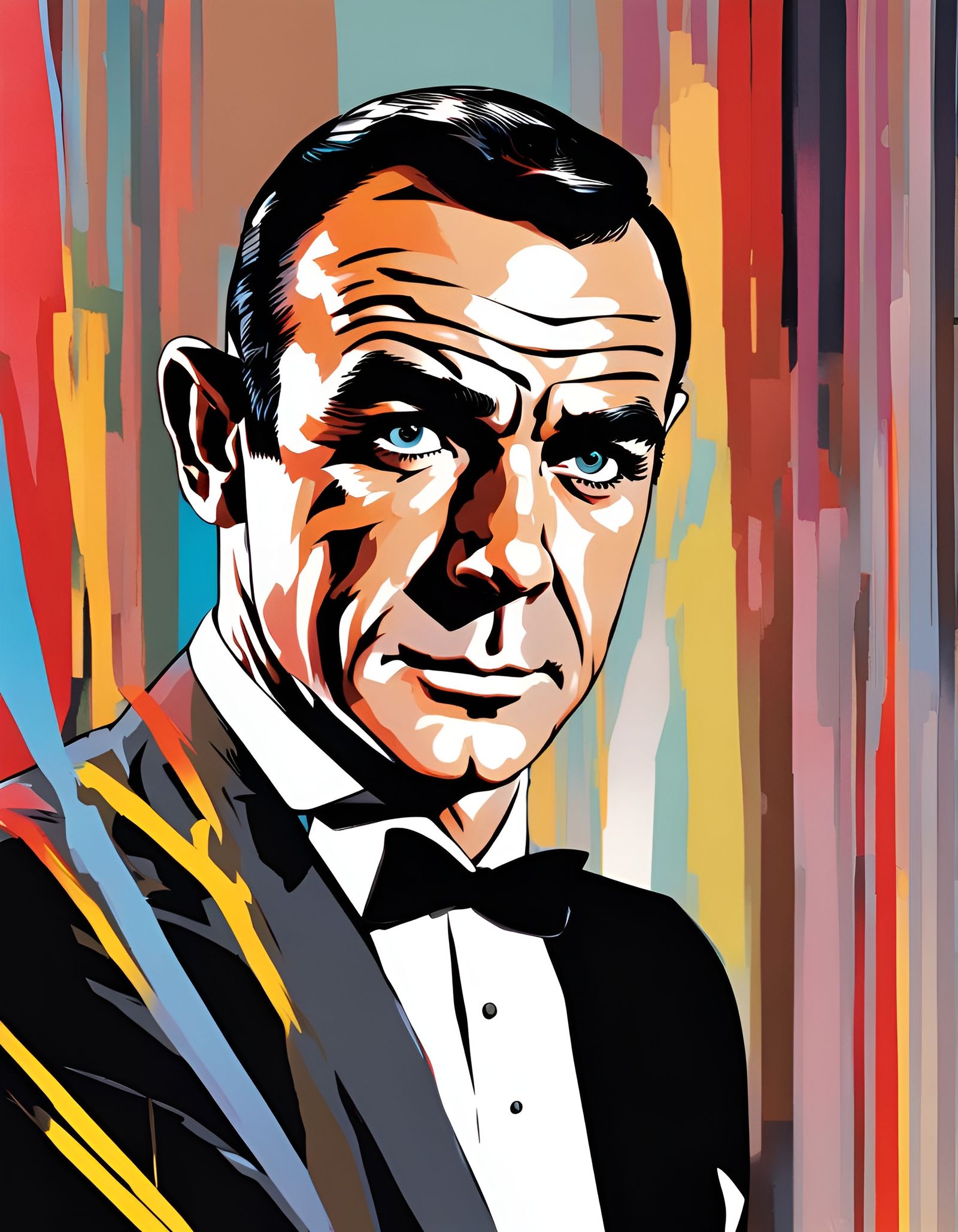 Sean Connery as James Bond in Rotoscoped Portrait