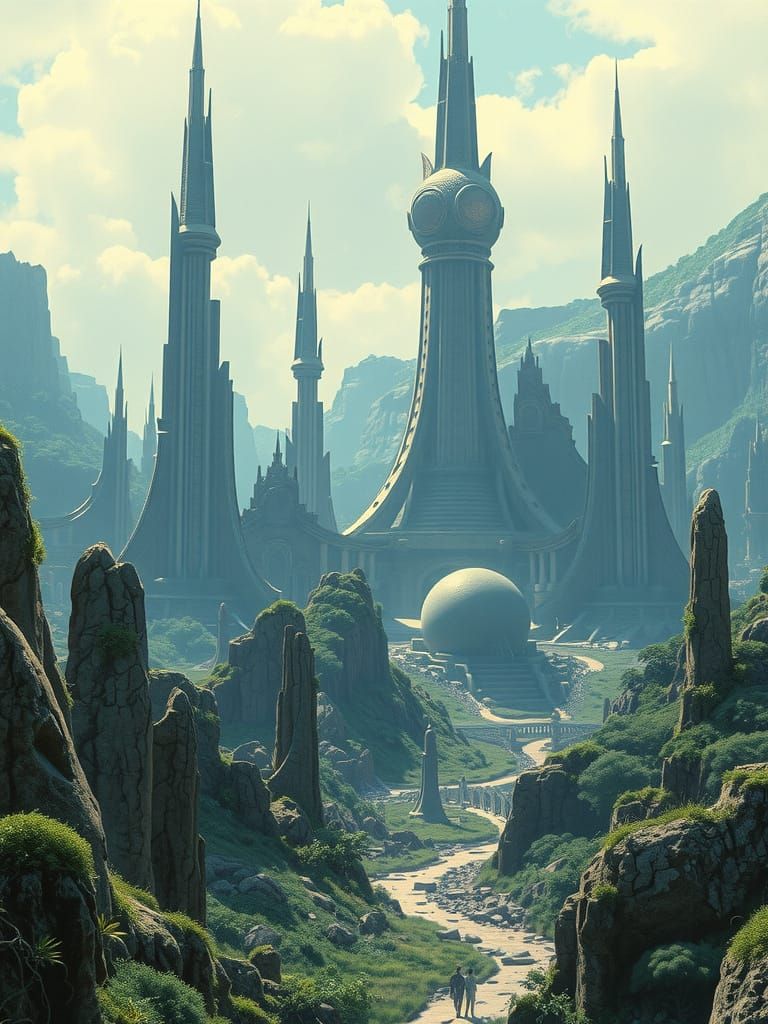 Lost City Ruins in Apocalyptic Sci-Fi Style