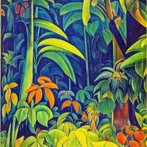 Fantasy Rainforest Scene in Vibrant Colors