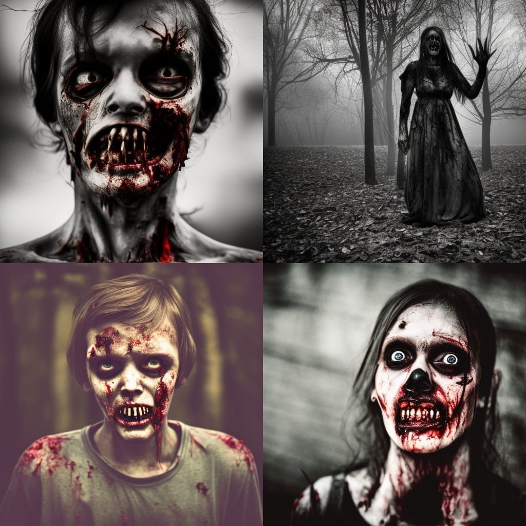 Creepy Zombie Horde in Dark Horror Scene