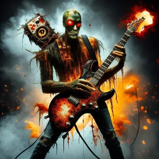 Zombie Rocks Out on Electric Guitar
