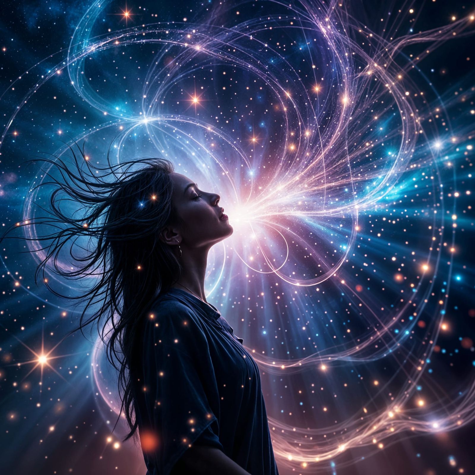 Musician's Cosmic Ecstasy: Hyperrealistic Digital Art