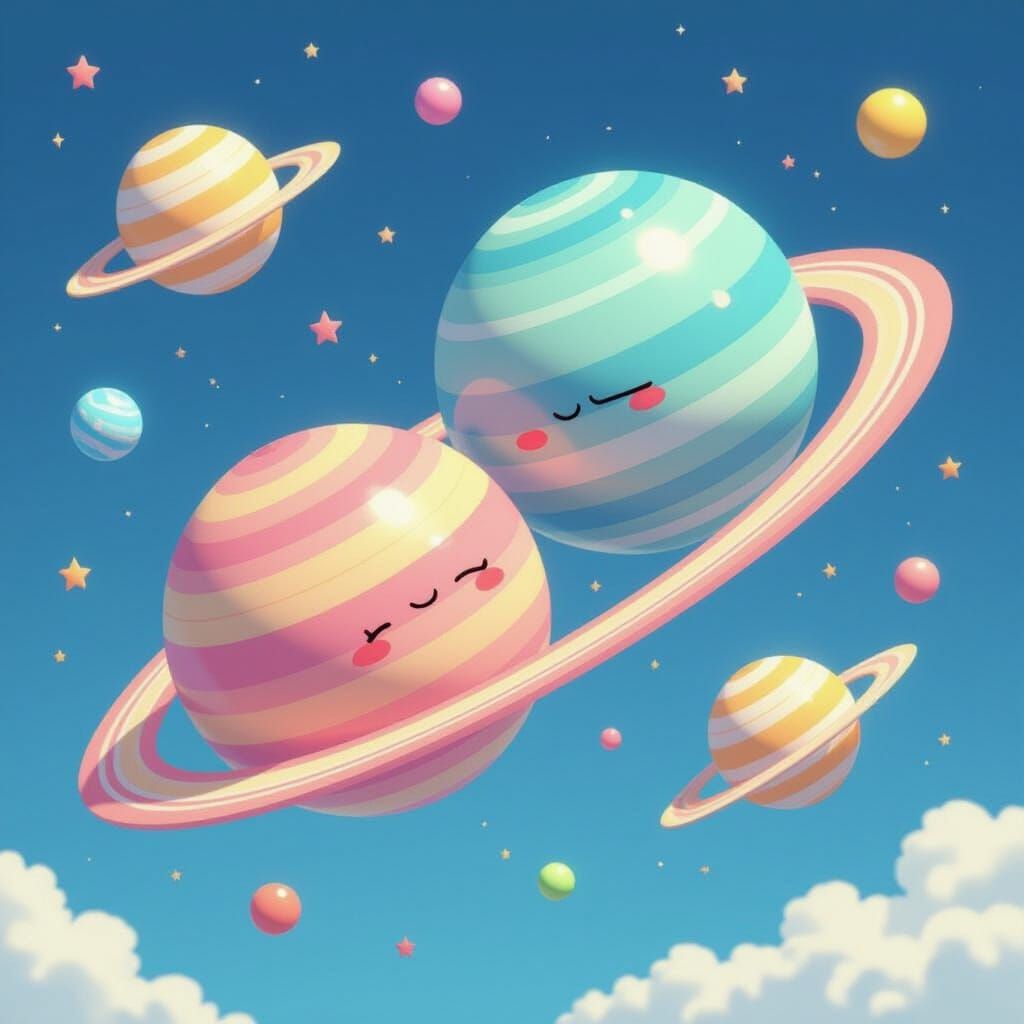 Kawaii Pastel Planets in Magical Orbit