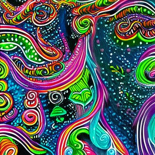 Magic Mushroom in African Tribal Gouache Style