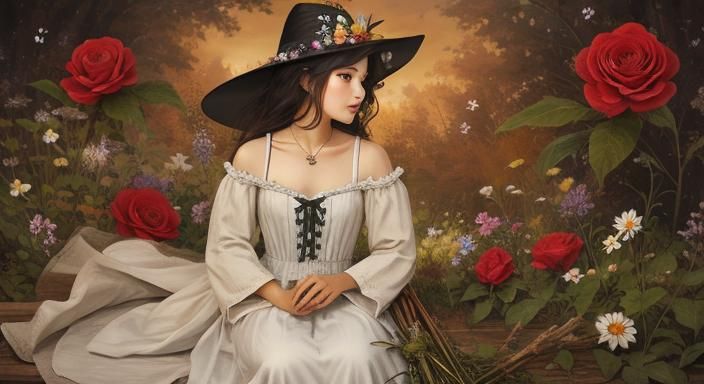 Enchanting Flower Witch in a Magical Realm