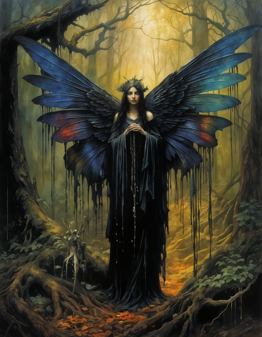 Oil Slick Faerie in Decaying Forest