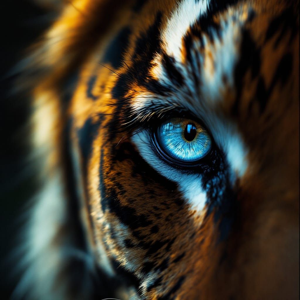 Majestic Blue-Eyed Tiger: A Cinematic Masterpiece