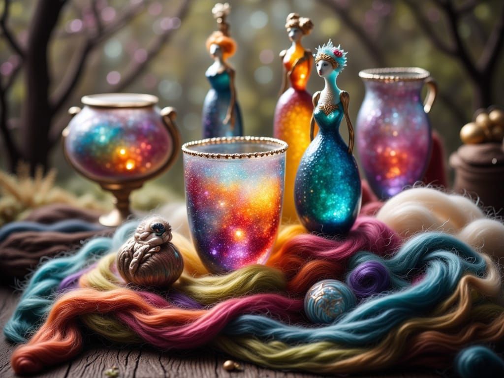 Intricate Glass and Wool Textures in Unique Artistic Style