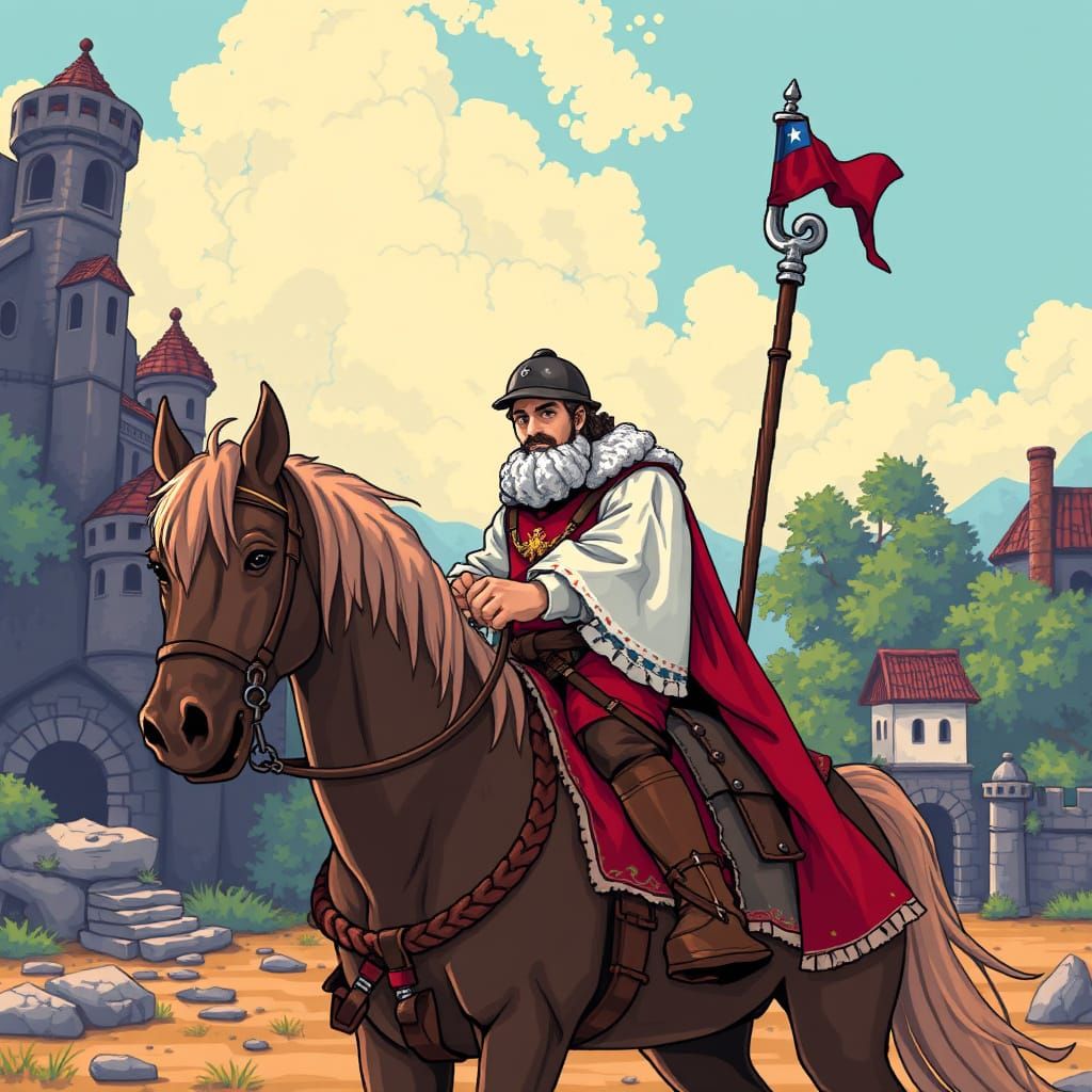 Don Quixote in a 1990s Pixel Art Adventure