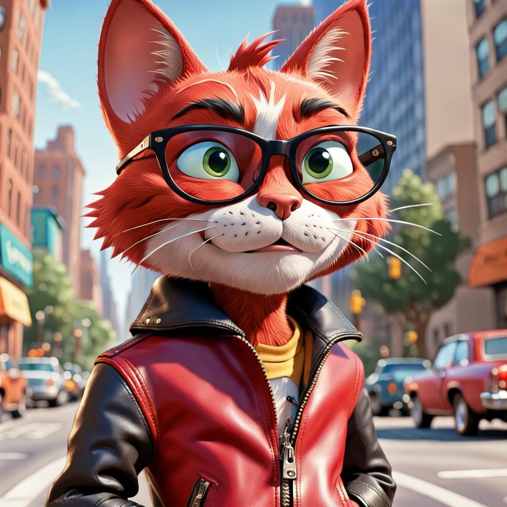 Cool Cat in City: Chuck Jones Cartoon Style