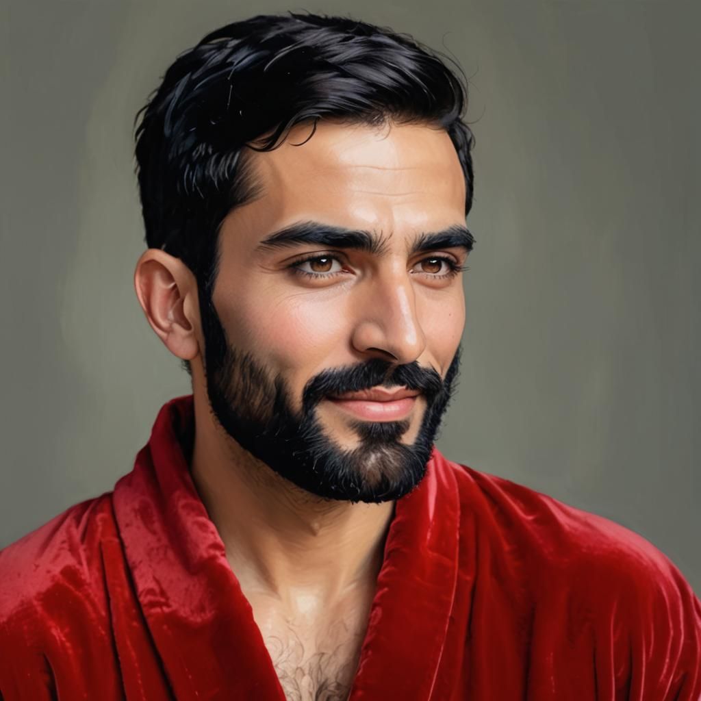 Art Nouveau Portrait of a Handsome Man in Velvet