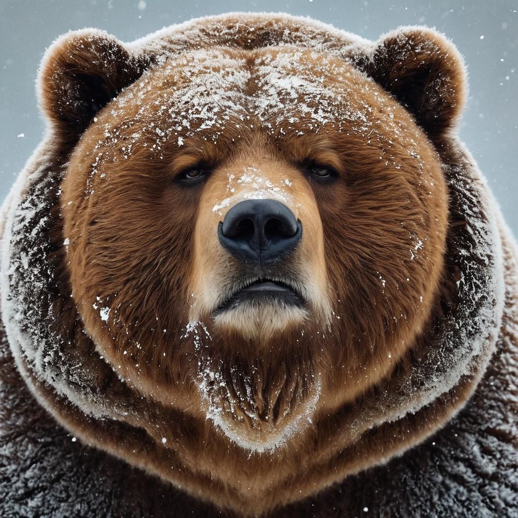 Discontented Kodiak Bear Plods Through Snowy Terrain