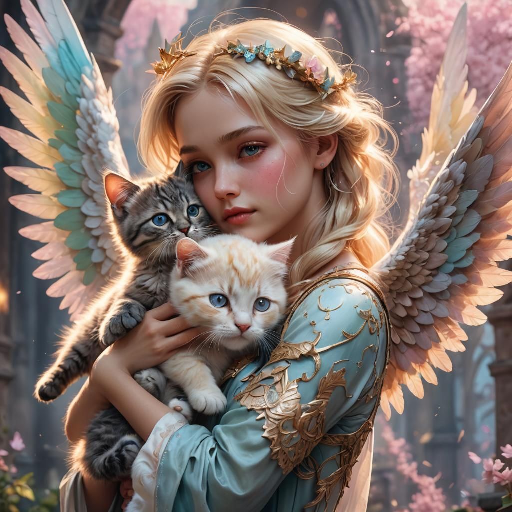 Blond Angel's Gentle Kiss: Fantasy Concept Art