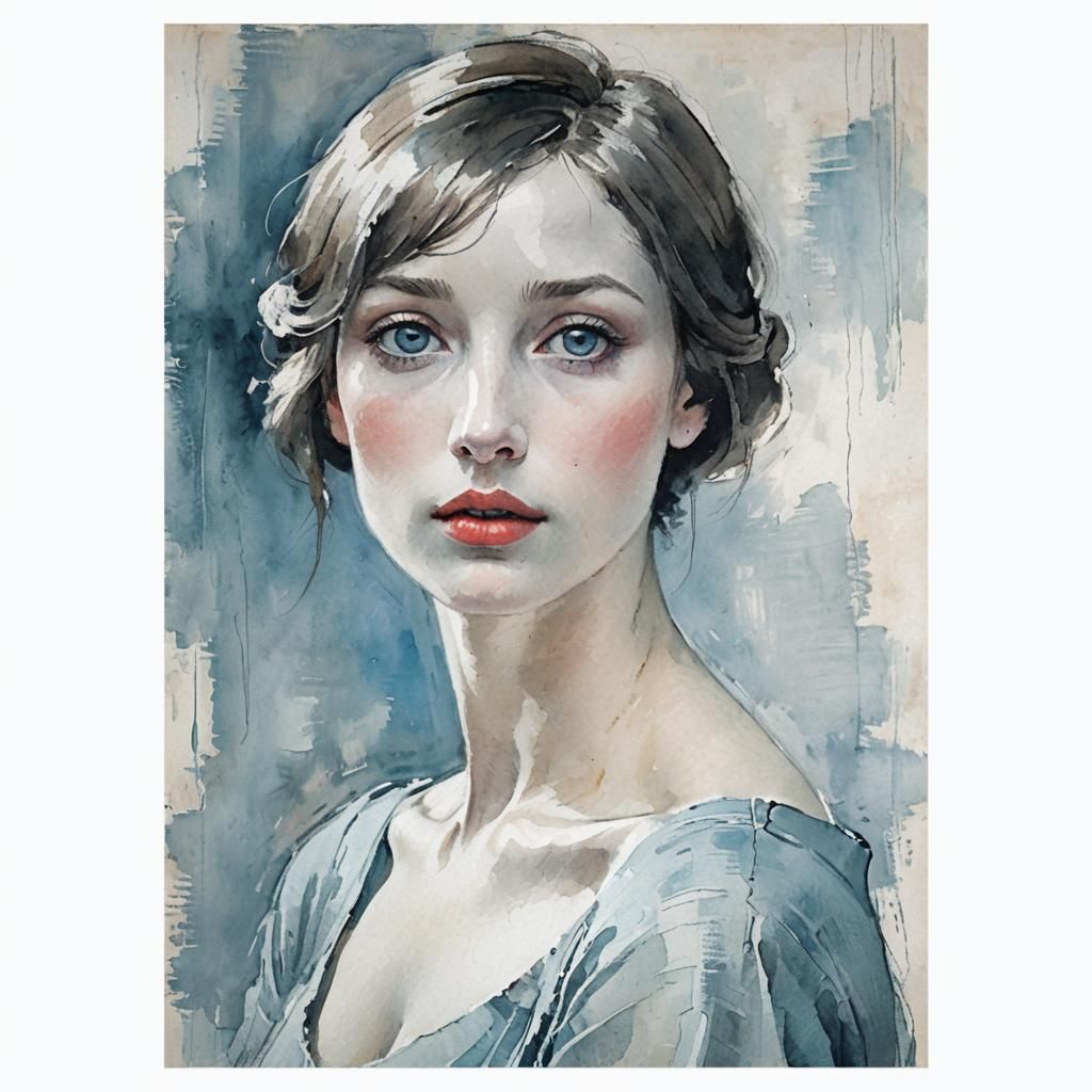 Elegant Woman Portrait in Impressionist Style