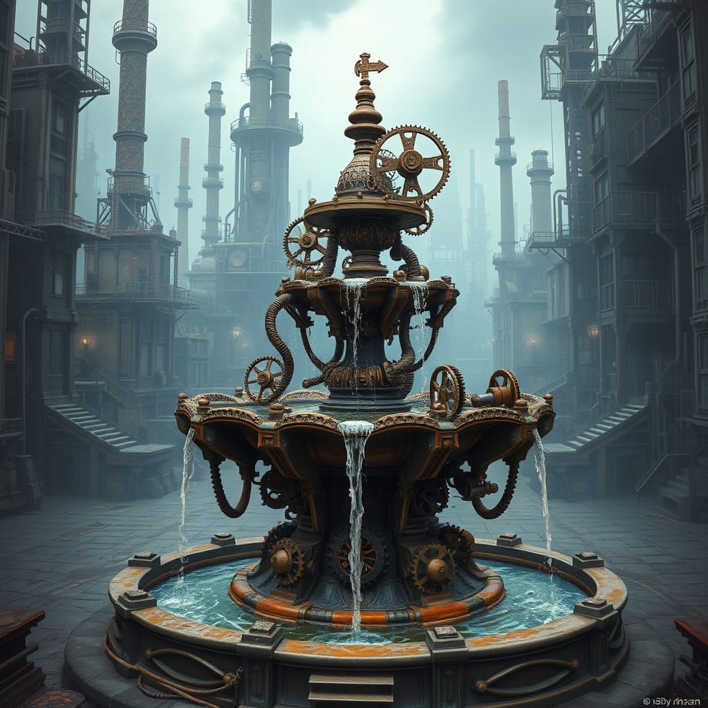 Steampunk Fountain in Clockwork City
