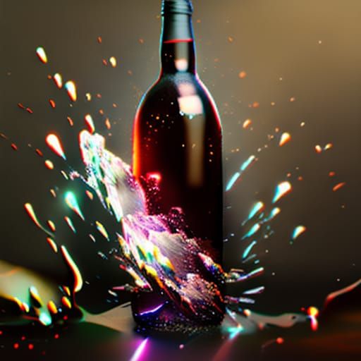 Wine Bottle Ink Splatter by Greg Rutkowski