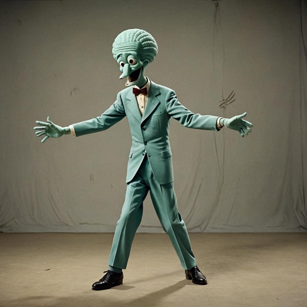 Squidward Dances the Charleston: 1940s Film Still