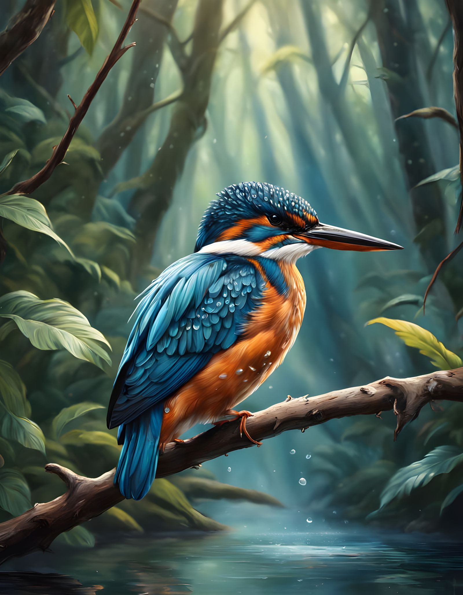 Vibrant Kingfisher Perched in Verdant Paradise