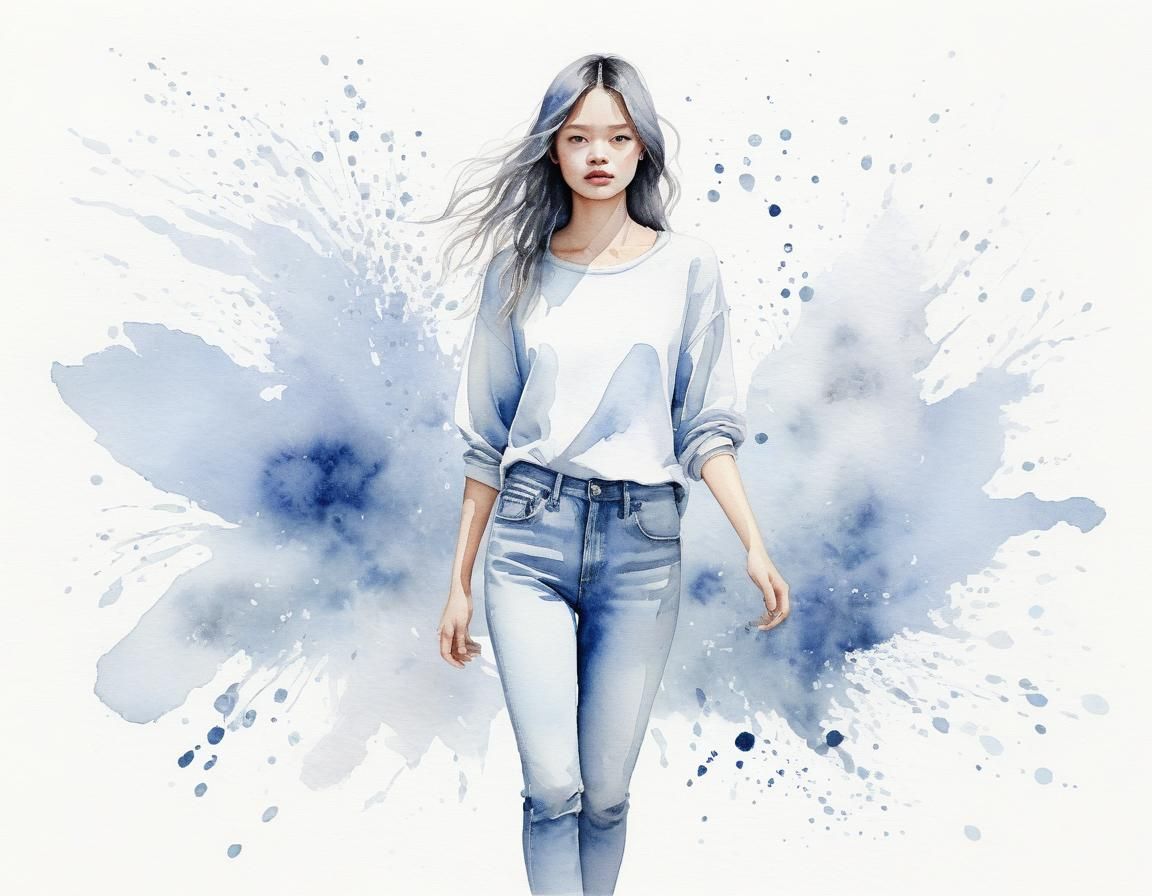 Minimalist Watercolor Jeans in Virtual Silver Style