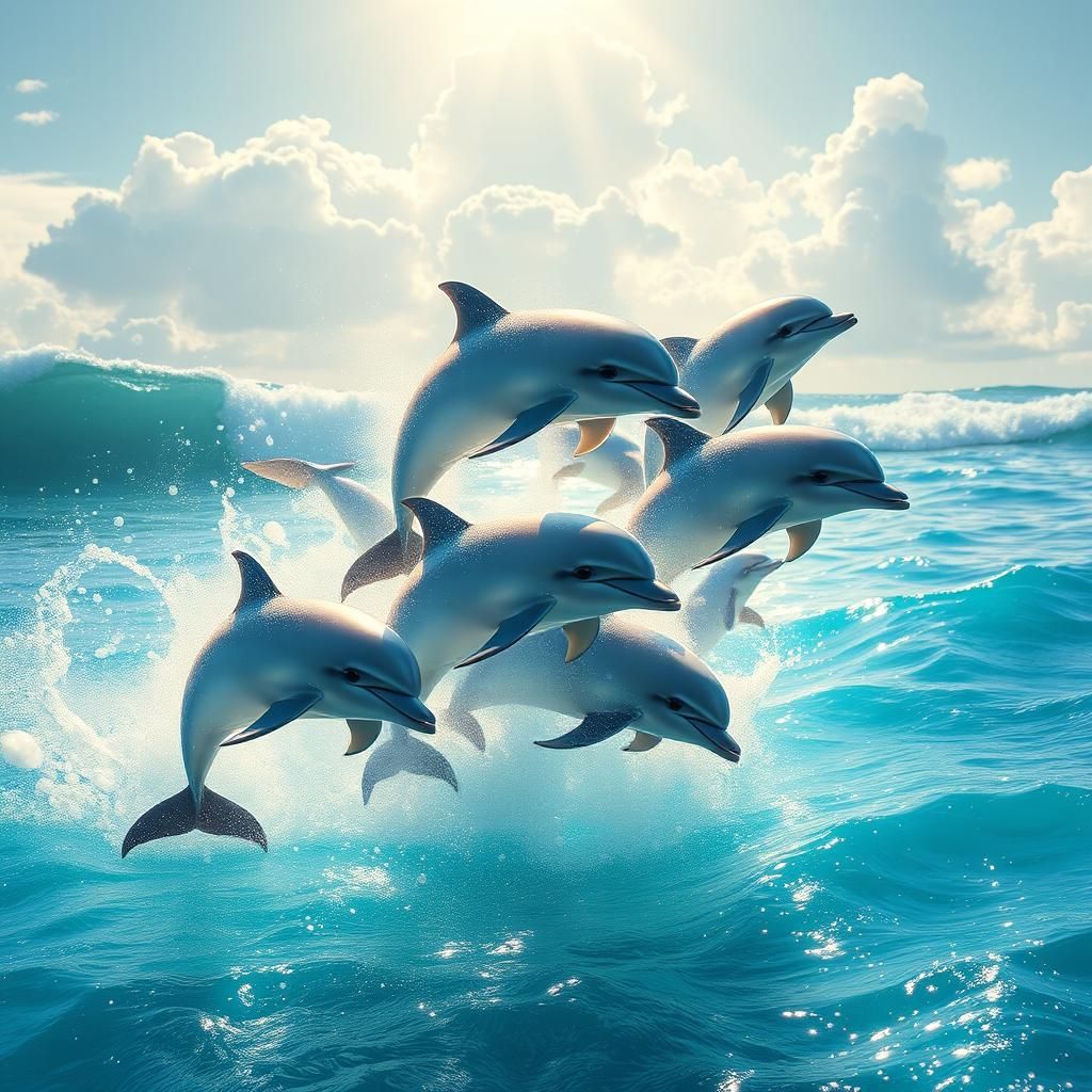 Luminescent Dolphins Emerge in Fairy-Style Digital Painting