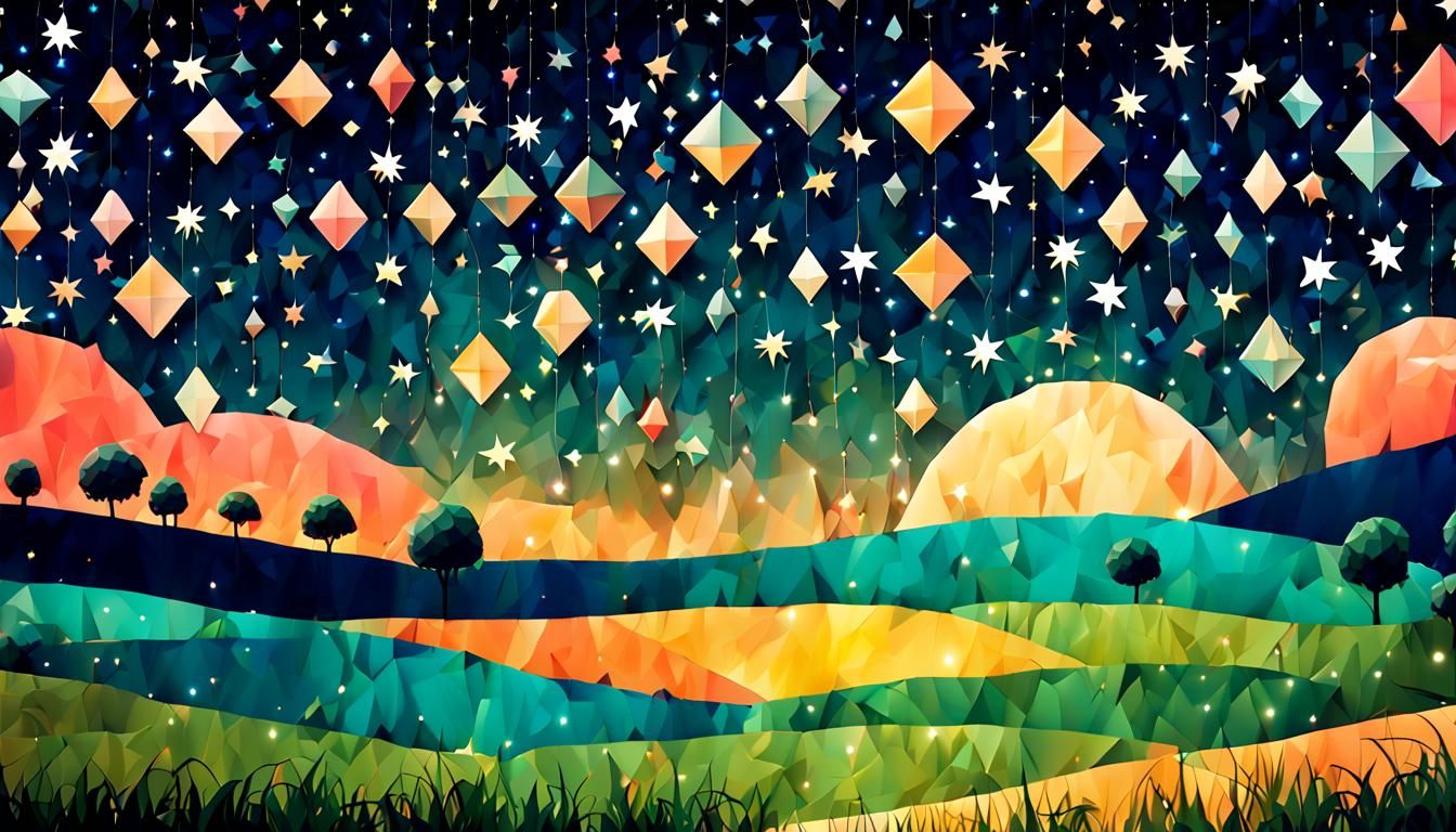 Geometric Night Landscape Wallpaper Design