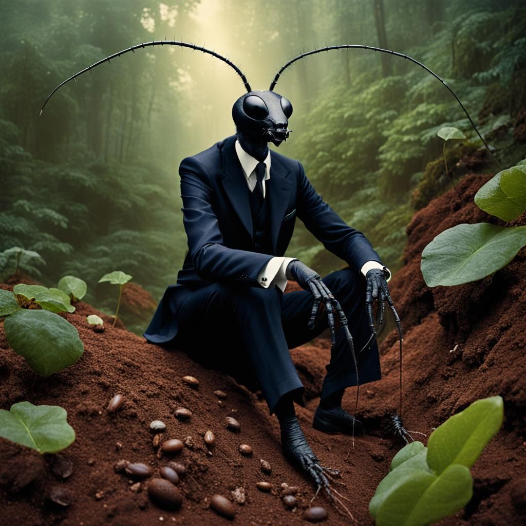 Mystical Giant Ant in Maximalist Anthill Ecosystem