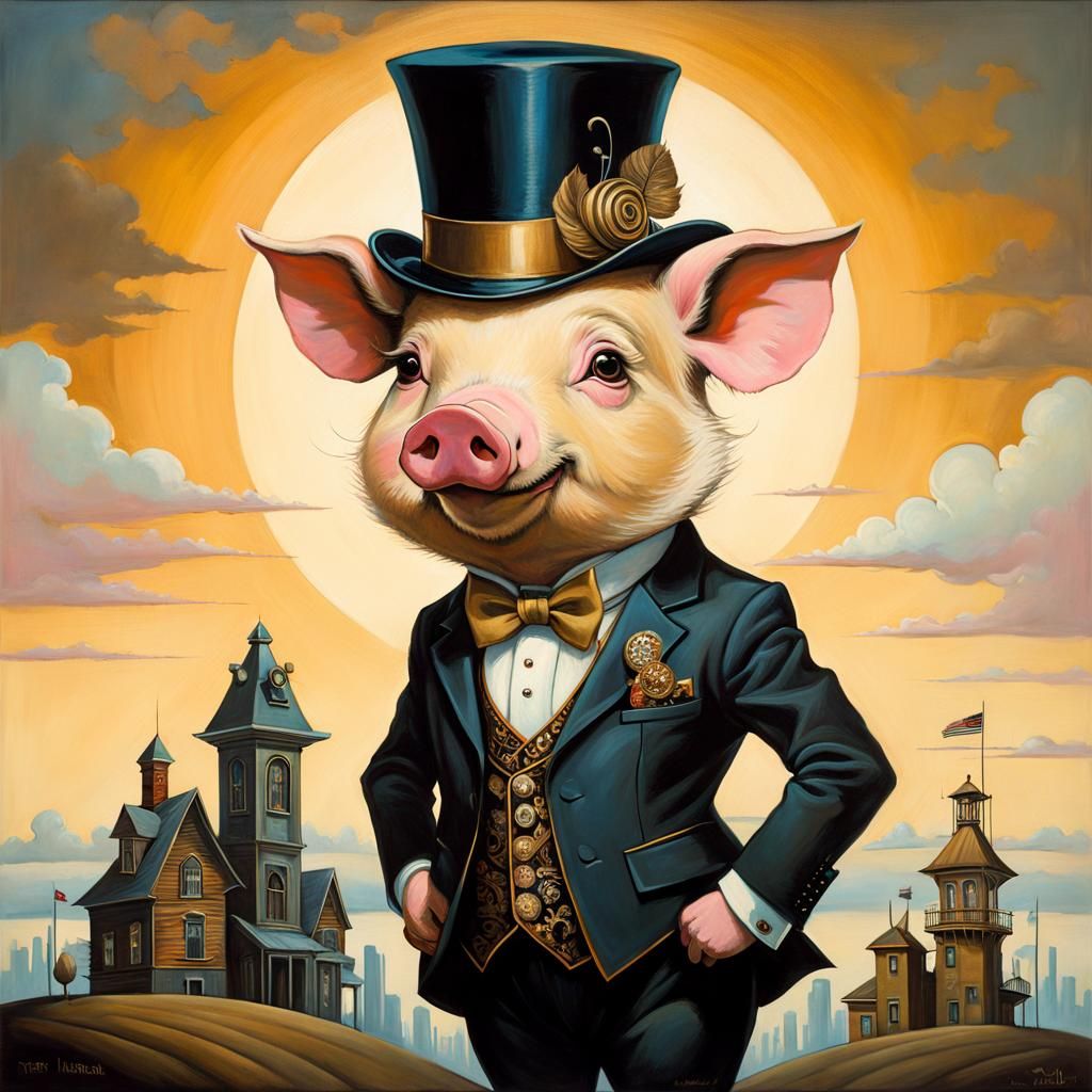 Mayor Pig in Pop Surrealism Style