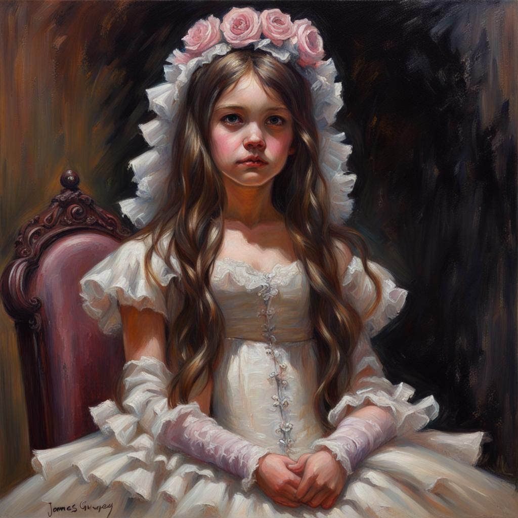 Gothic Princess Portrait in Oil Painting Style