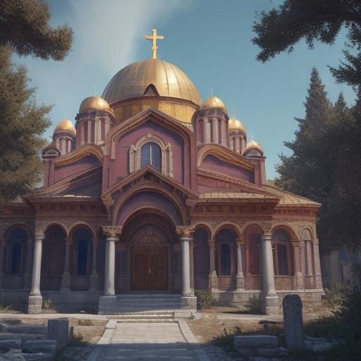 Greek Orthodox Church: Detailed Matte Painting