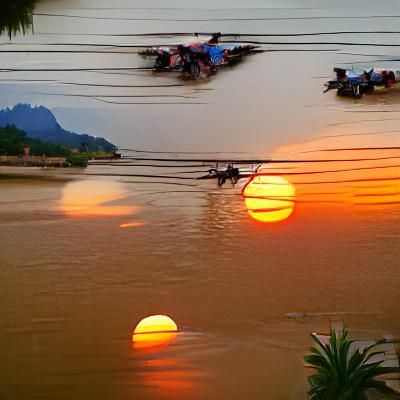 Laos Sunset: AI Generated Image