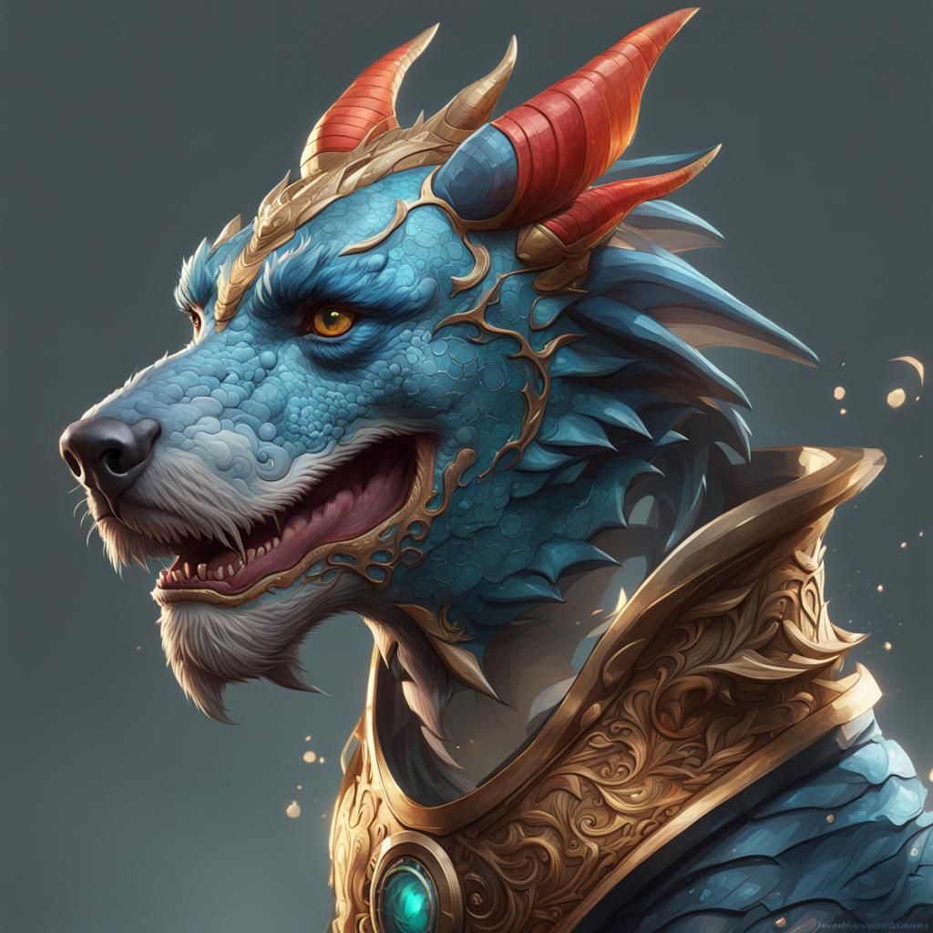 Hyperdetailed Dragon Dog Portrait in Unreal Engine 5