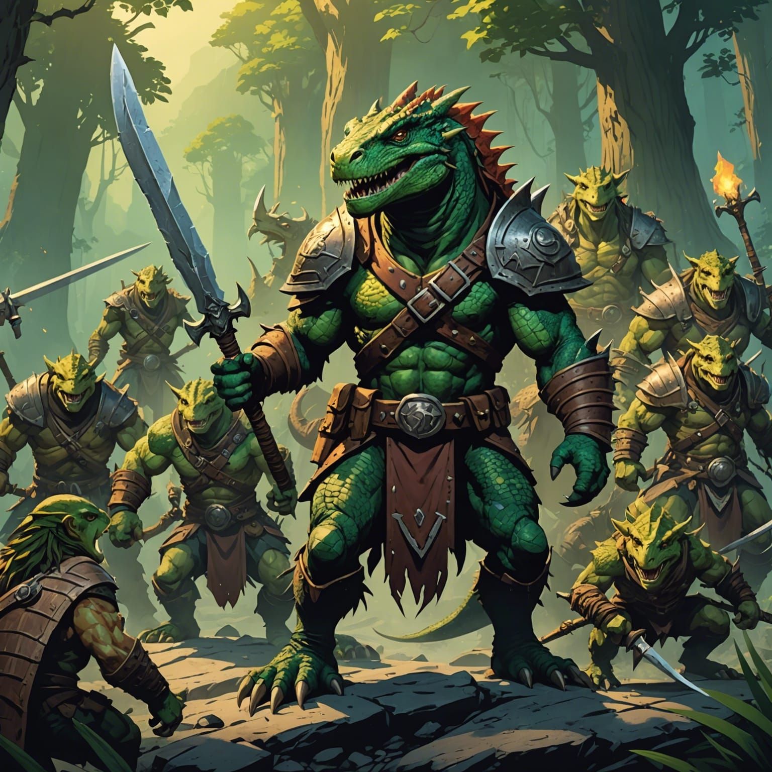 Lizardfolk Barbarian's Anime Adventure with Party