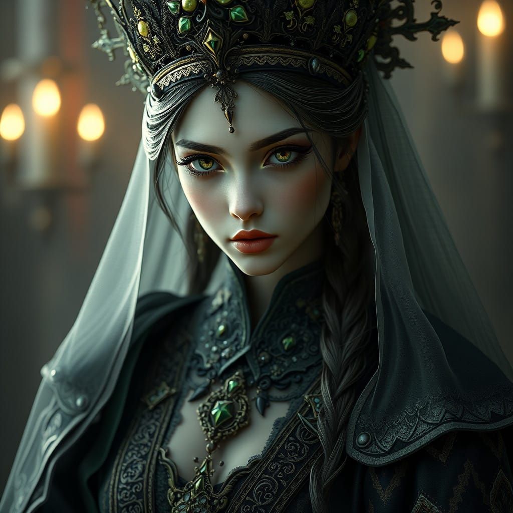 Ethereal Princess in Rich Charcoal and Chartreuse