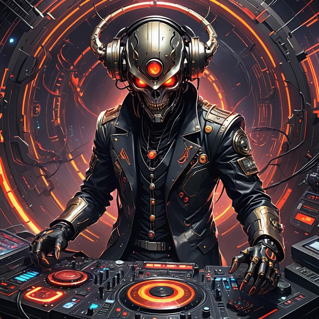 Anime Demonic DJ in Sci-Fi Style